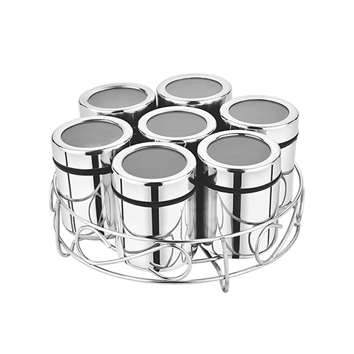 Maxfresh Wire Round Masala Dabba(7 Dabba + 7 Spoon)