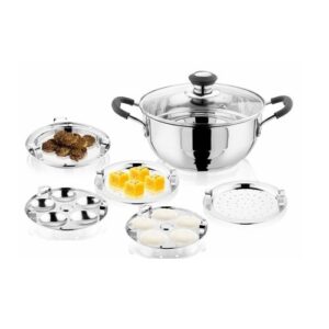 Maxfresh Mini Multi Kadai with Glass Lid 5 plates Sandwich Bottom